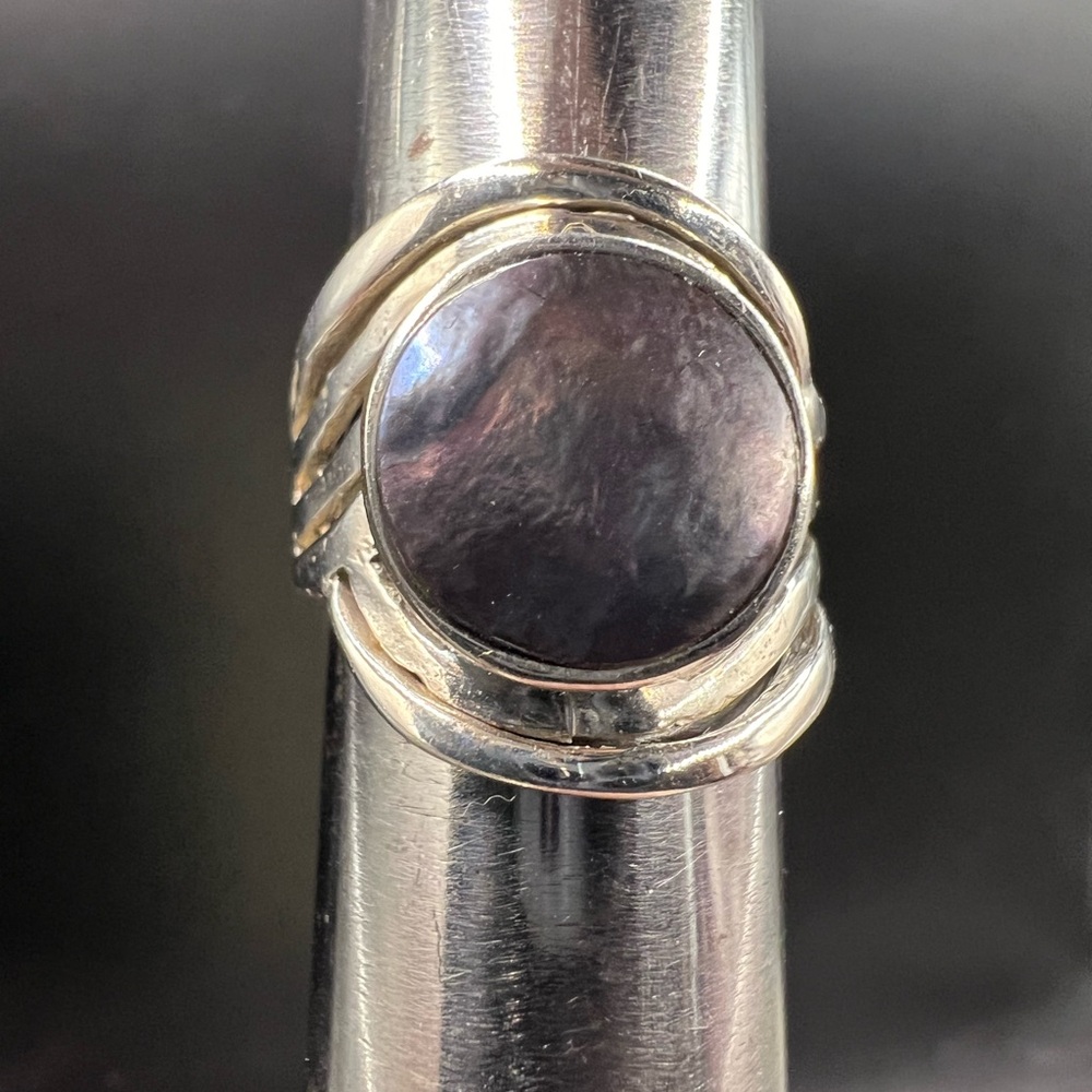 Sterling Silver Ring with Purple Coin Pearl